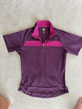 Mountain Equipment Coop Half-Zip Biking Top in Plum & Magenta